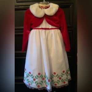 Pippa & Julie Red and White Floral Girls Holiday Dress